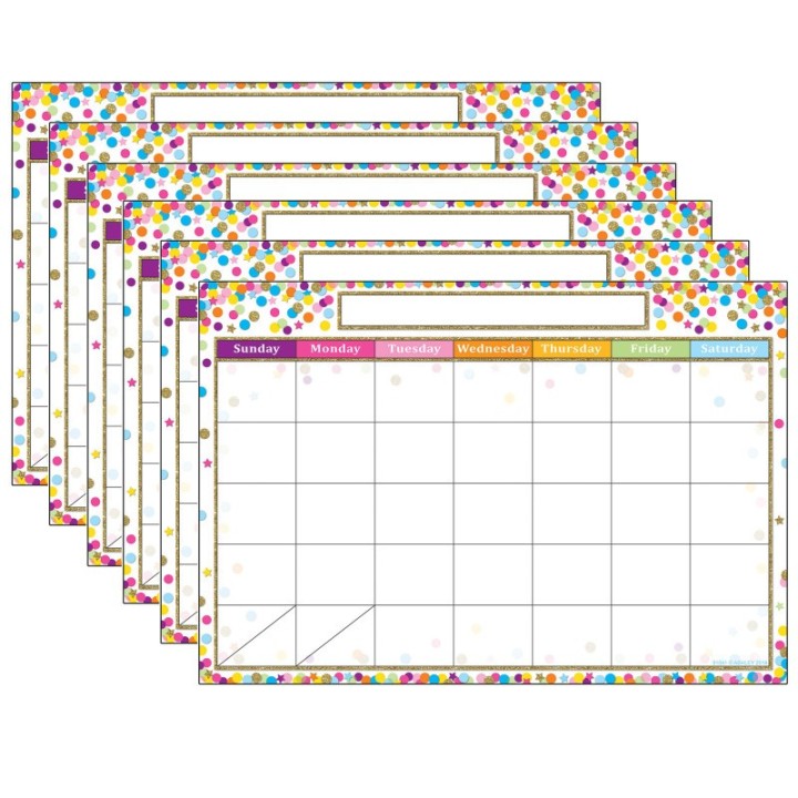 Ashley Productions® Smart Poly Chart, 13" x 19", Confetti Calendar, Pack of 6