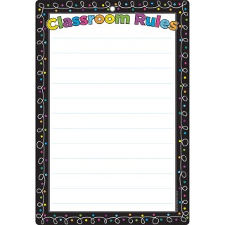 Ashley Productions® Smart Poly™ Chart, 13" x 19", Chalk Dots with Loops Classroom Rules, w/Grommet