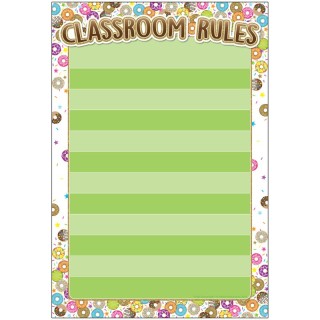 Ashley Productions® Smart Poly® Chart, DonutFetti® Classroom Rules, 13" x 19"