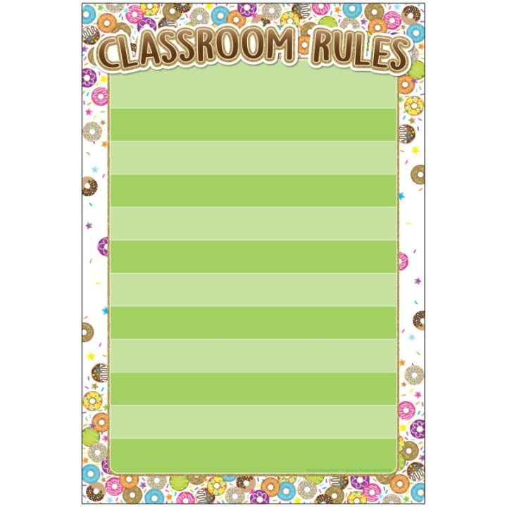 Ashley Productions® Smart Poly® Chart, DonutFetti® Classroom Rules, 13" x 19"