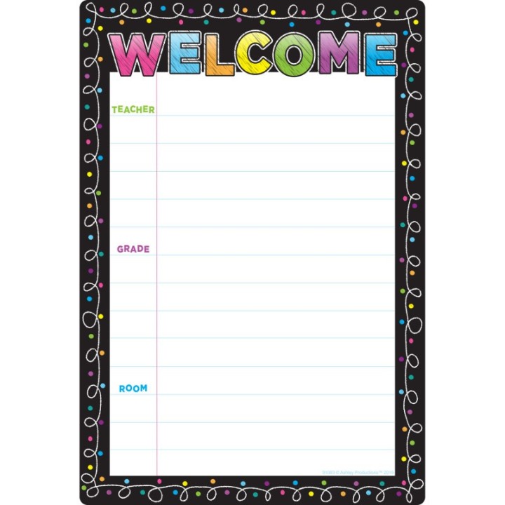 Ashley Productions® Smart Poly® Chart Chalk Dots Welcome, 13" x 19"