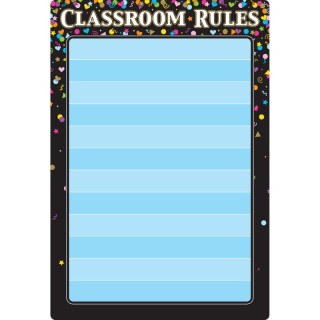 Ashley Productions® Smart Poly® Chart Black Confetti Classroom Rules, 13" x 19"