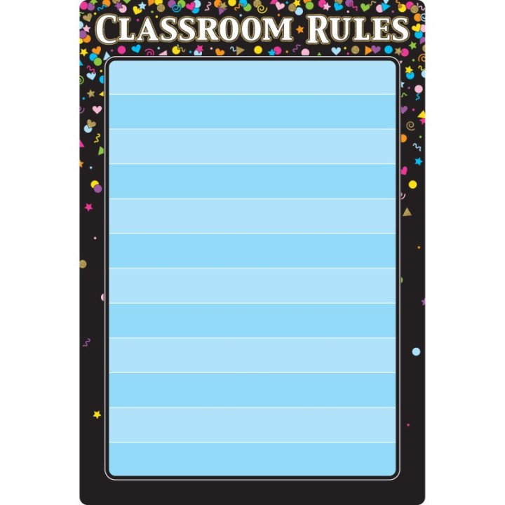 Ashley Productions® Smart Poly® Chart Black Confetti Classroom Rules, 13" x 19"