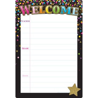 Ashley Productions® Smart Poly® Chart Black Confetti Welcome, 13" x 19"