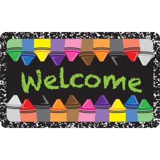 Ashley Productions® The Original Fun Mat™, Welcome Mat, 18" x 30", Crayons Composition Welcome