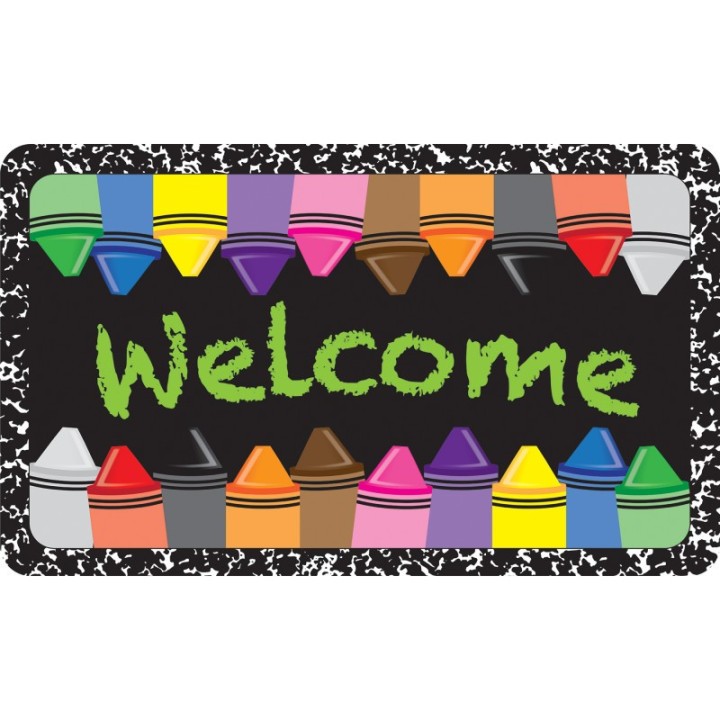 Ashley Productions® The Original Fun Mat™, Welcome Mat, 18" x 30", Crayons Composition Welcome