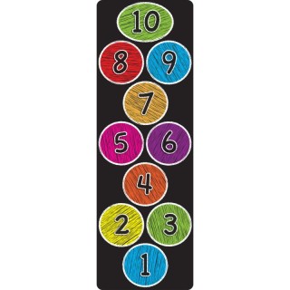 Ashley Productions® Smart Poly™, The Original Fun Mat™, Mat Runner, 15.5" x 47", Numbers 1-10, Colored Chalk Circles