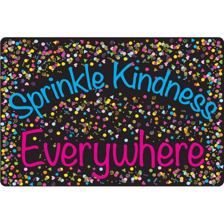 Smart Poly® Welcome Mat with Slip Resistant Backing, 15.5" x 23.5", Confetti, Sprinkle Kindness Everywhere