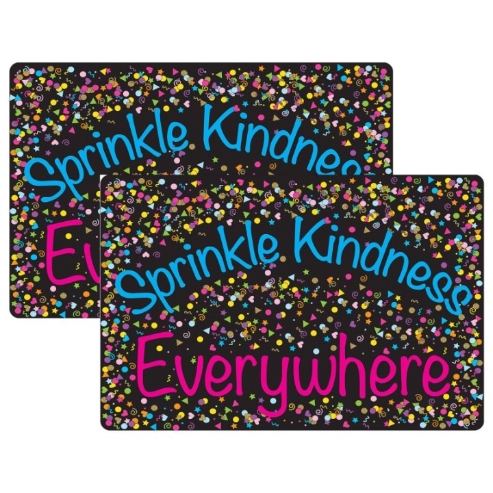 Smart Poly® Welcome Mat with Slip Resistant Backing, 15.5" x 23.5", Confetti, Sprinkle Kindness Everywhere, Pack of 2