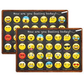 Smart Poly® Welcome Mat with Slip Resistant Backing, 15.5" x 23.5", Emotion Icon Feelings, Pack of 2