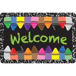 Ashley Productions® The Original Fun Mat™, Welcome Mat, 15.5" x 23.5", Welcome Crayons Composition