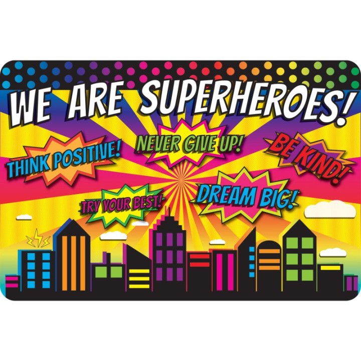 Ashley Productions® The Original Fun Mat™, Welcome Mat, 15.5" x 23.5", Superhero Welcome Mat