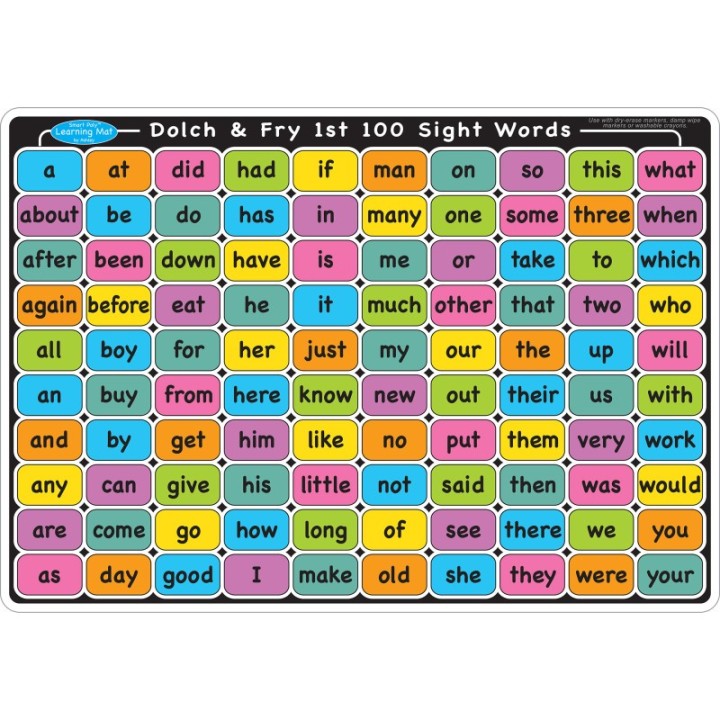 Ashley Productions® Smart Poly™ Learning Mat, 12" x 17", Double-Sided, Sight Words 1st & 2nd 100