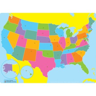 Ashley Productions® Smart Poly® Single Sided PosterMat Pals® Space Savers, US Map, 13" x 9.5"