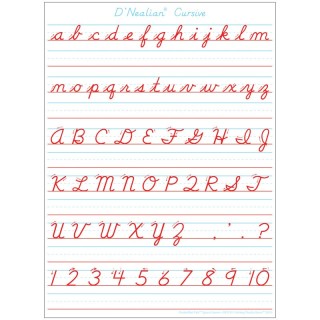 Ashley Productions® Smart Poly® Single Sided PosterMat Pals® Space Savers, D'Nealian Cursive Handwriting, 13" x 9.5"