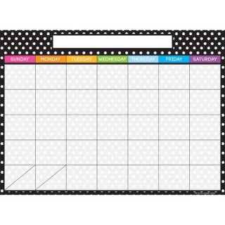 Ashley Productions® Smart Poly® PosterMat Pals™ Space Savers, 13" x 9-1/2", BW Dots Calendar