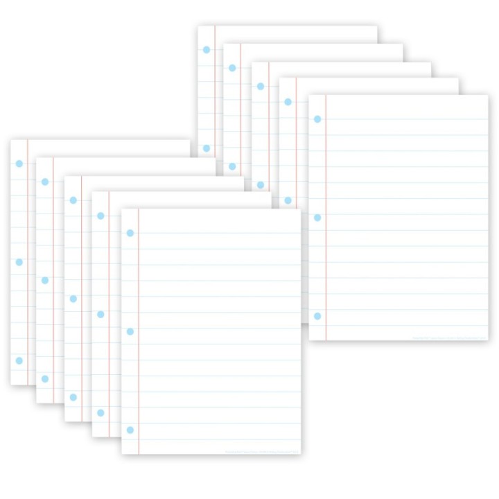 Ashley Productions® Smart Poly® PosterMat Pals™ Space Savers, 13" x 9-1/2", White Notebook Paper, Pack of 10