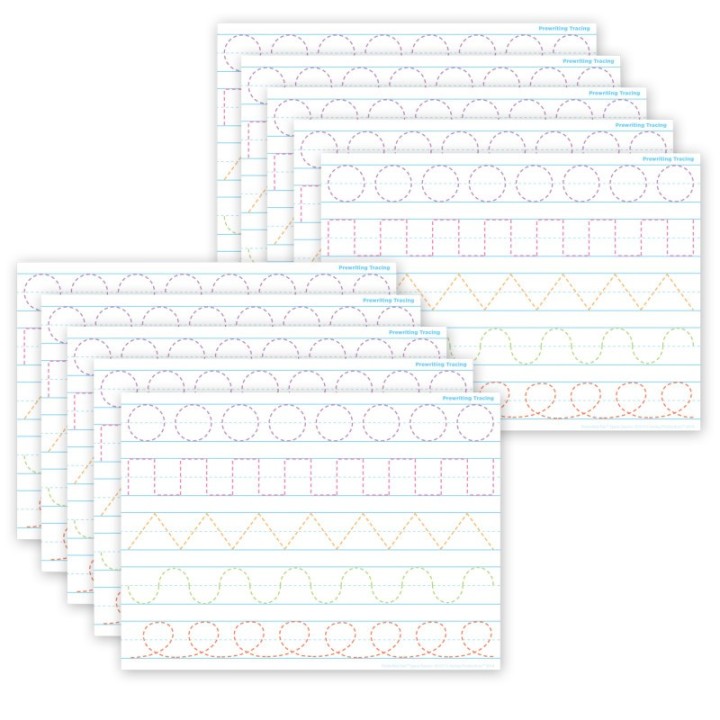 Ashley Productions® Smart Poly® PosterMat Pals™ Space Savers, 13" x 9-1/2", Prewriting Tracing, Pack of 10
