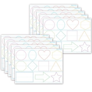 Ashley Productions® Smart Poly® PosterMat Pals™ Space Savers, 13" x 9-1/2", Shapes Tracing, Pack of 10