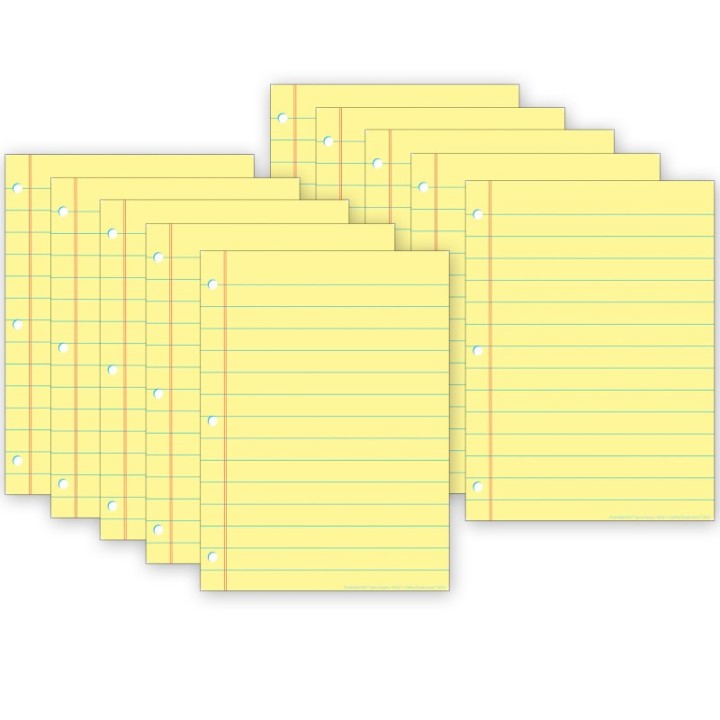 Ashley Productions® Smart Poly® PosterMat Pals™ Space Savers, 13" x 9-1/2", Yellow Notebook Paper, Pack of 10