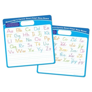 Ashley Productions® Smart Poly® Educational Activity Busy Board, Dry Erase with Marker, 10-3/4" x 10-3/4", Manuscript/Cursive