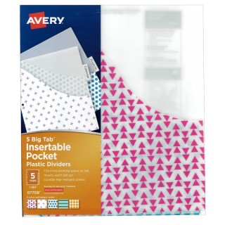 Avery® Big Tab™ Insertable Plastic Dividers with Pockets, 5-Tab Set, Assorted Designs