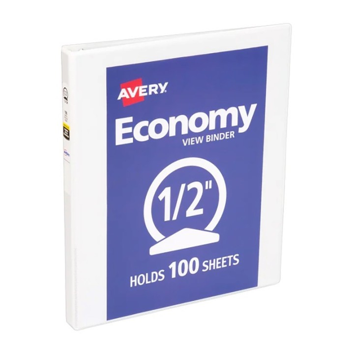 Avery® Economy View Binder, 1/2" Capacity, White