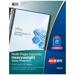 Avery® Clear Heavyweight Multi-Page Capacity Sheet Protectors, Holds 8-1/2" x 11" Sheets, Top Load, Pack of 25