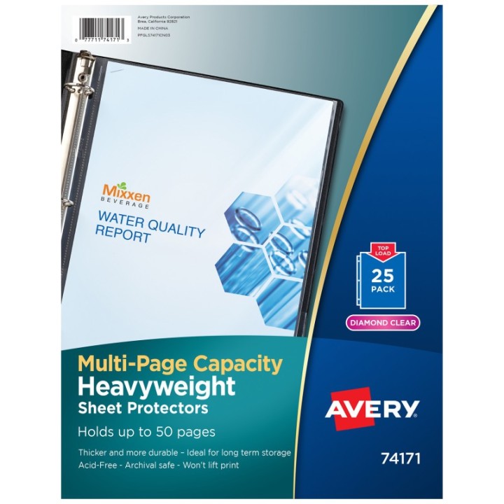 Avery® Clear Heavyweight Multi-Page Capacity Sheet Protectors, Holds 8-1/2" x 11" Sheets, Top Load, Pack of 25
