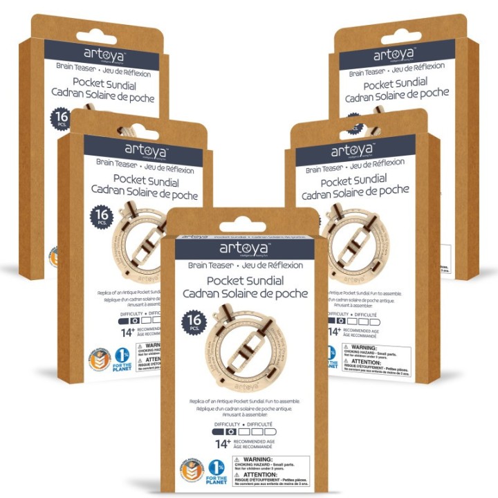 artoya Pocket Sundial 3D Wooden STEM Model 5-Pack