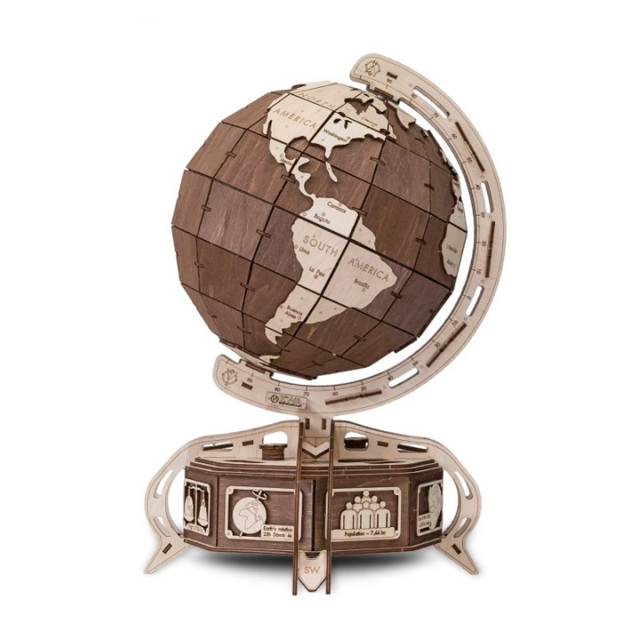 EWA Eco-Wood-Art Globe Brown 3D Wooden STEM Construction Kit