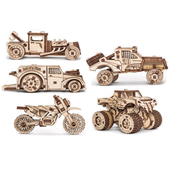 EWA Eco-Wood-Art Vehicles Set 3D Wooden STEM Construction Kit