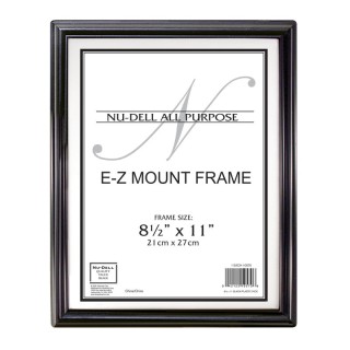 NuDell EZ Mount Document Frame, Black Plastic, 8.5x11 in