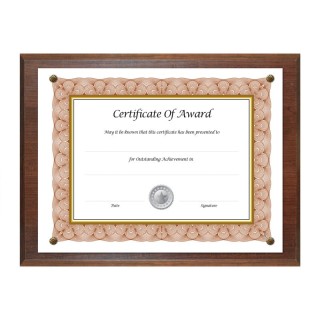 NuDell Award-A-Plaque Document Holder, Walnut, For 8.5x11 in Documents