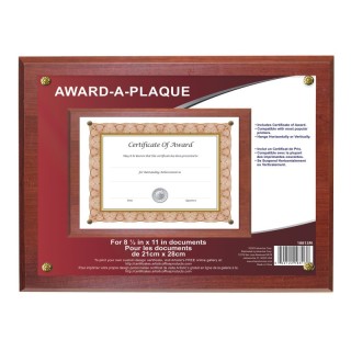 NuDell Award-A-Plaque Document Holder, Mahogany, For 8.5x11 in Documents