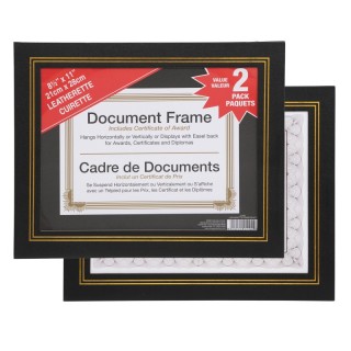NuDell Document Frame, Black & Gold Leatherette, 8.5x11 in, Pack of 2