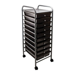 Advantus® 10-Drawer Rolling Cart, Smoke