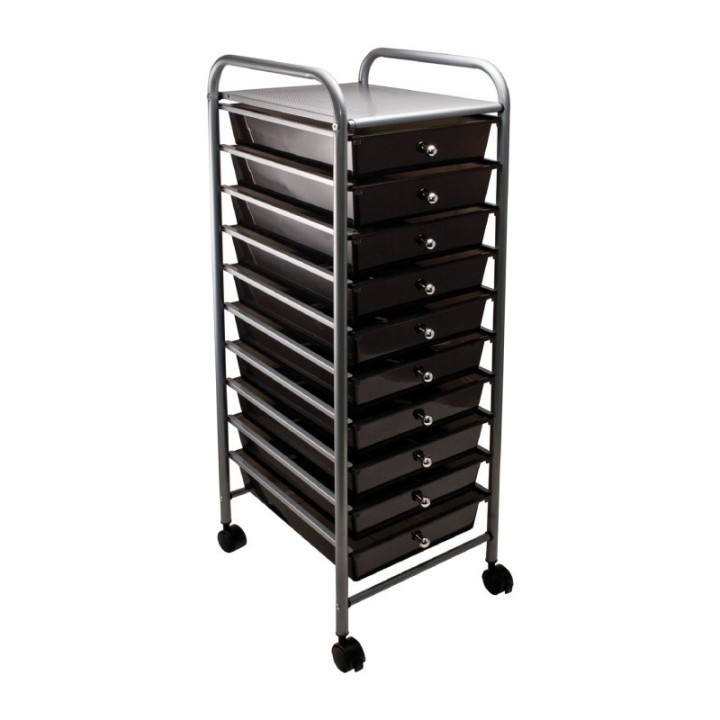Advantus® 10-Drawer Rolling Cart, Smoke