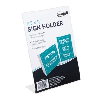 NuDell Sign Holder, Stand-up Slanted, Clear Plastic, 8.5x11 in