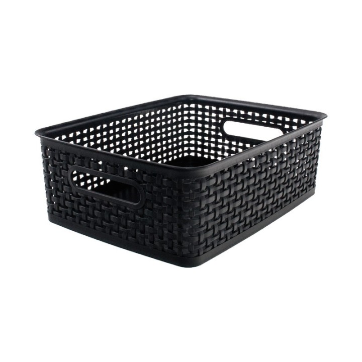 Thinkspace Plastic Weave Bin, Medium, Black