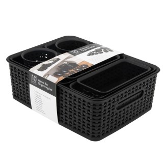 Thinkspace Plastic Weave Bin, Black, Pack of 10