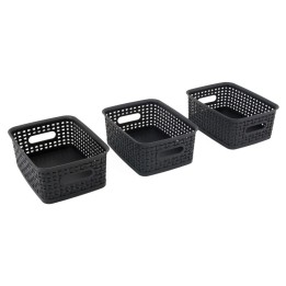 Advantus® Black Plastic Weave Bins, Small, Pack of 3