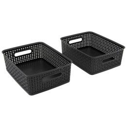 Advantus® Black Plastic Weave Bins, Medium, Pack of 2