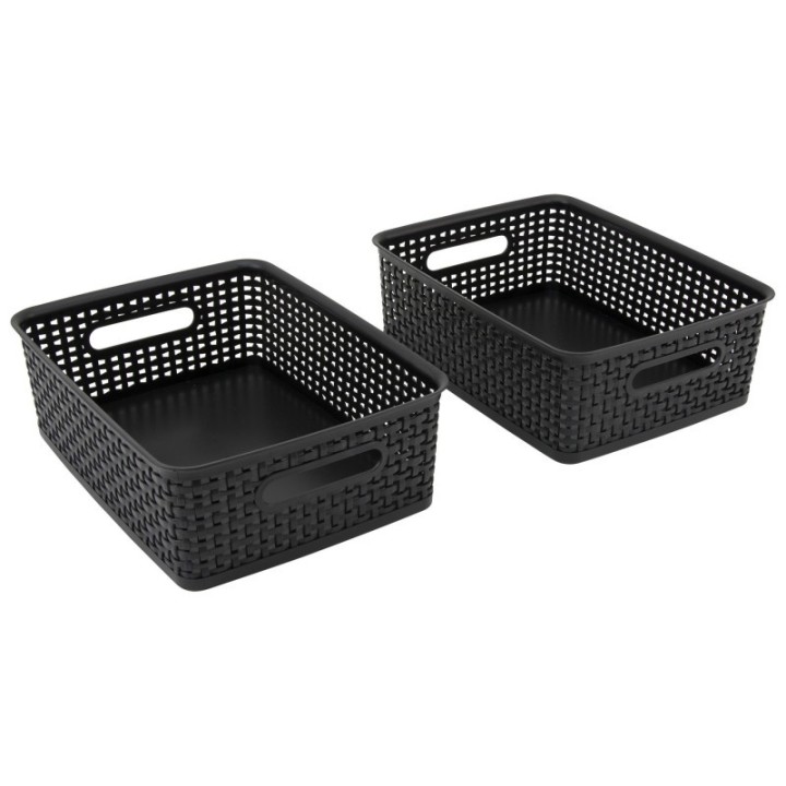 Advantus® Black Plastic Weave Bins, Medium, Pack of 2