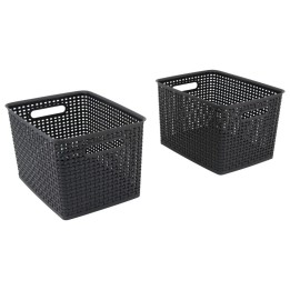 Advantus® Black Plastic Weave Bins, Large, Pack of 2