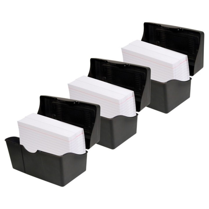 Innovative Storage Designs Black Index Card Holder, 5" x 8", Pack of 3