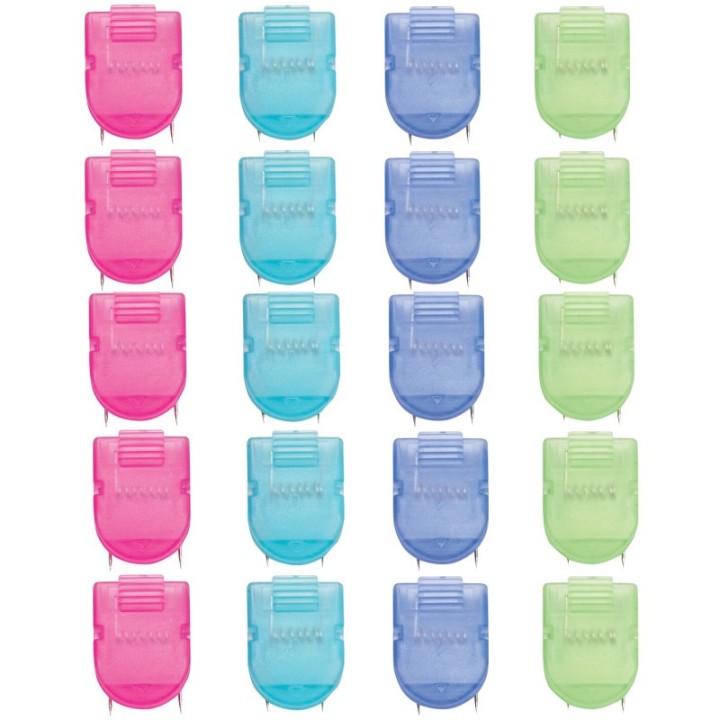 Advantus® Wall Clips For Fabric Panels, Cool Colors, 40 Sheet Capacity, Pack of 20