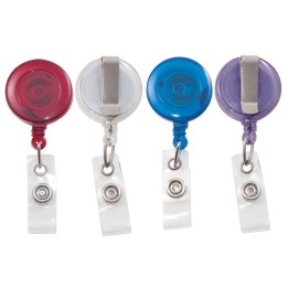 Advantus® Retractable ID Card Reels with Badge Straps, Assorted, Pack of 4