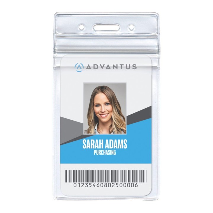 Advantus® Re-sealable Badge Holders, Vertical, Frosted, Pack of 50