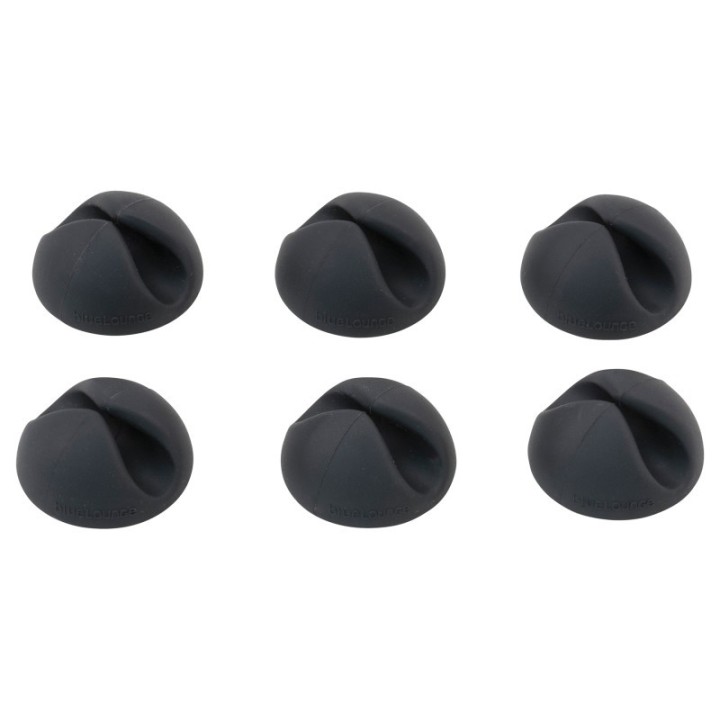 Bluelounge® Cabledrops Cord Management, Black, Pack of 6